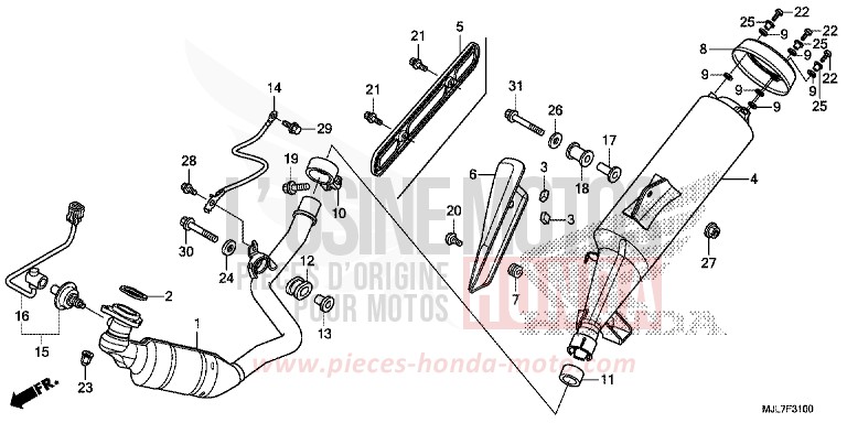 SILENCIEUX D'ECHAPPEMENT de Integra 750 MAT BULLET SILVER (NH389) 2014